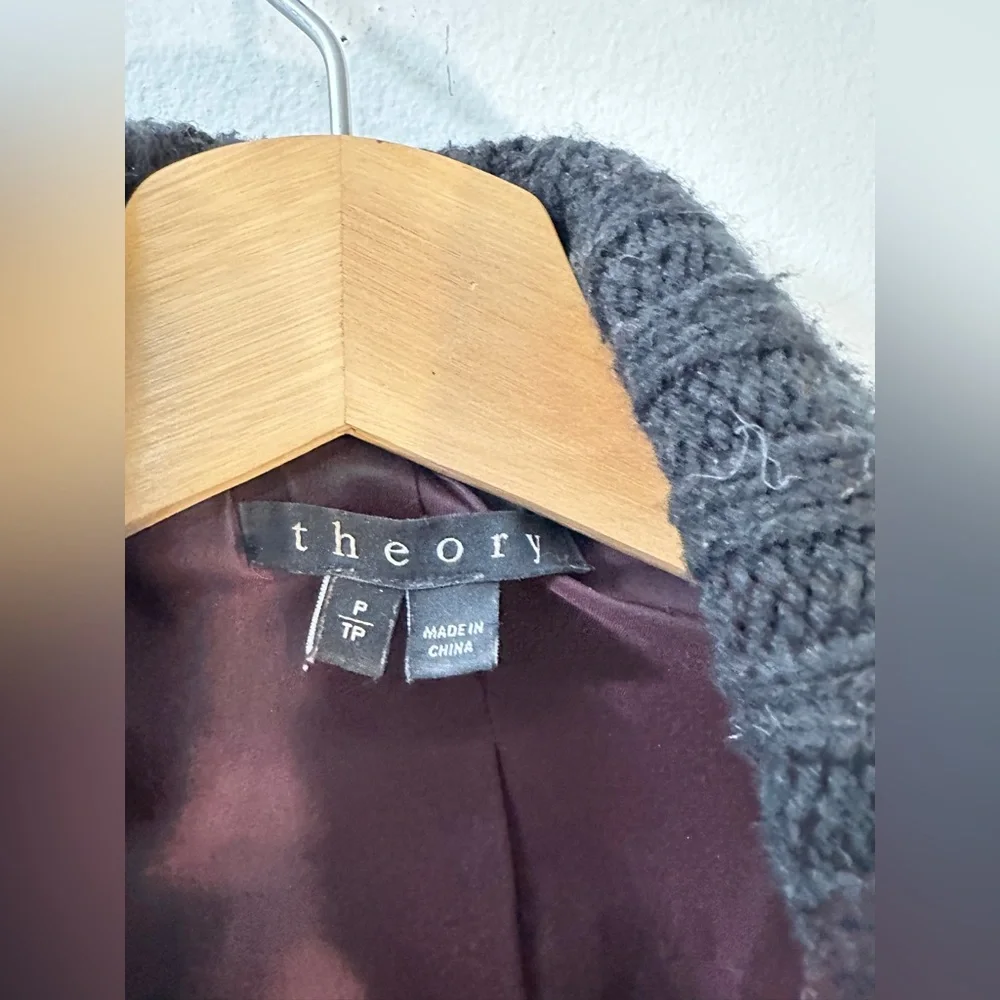 THEORY Trench Coat Knit Collar Retail $765 SIZE PETITE TINY PETITE Stars Hollow - Picture 3 of 7